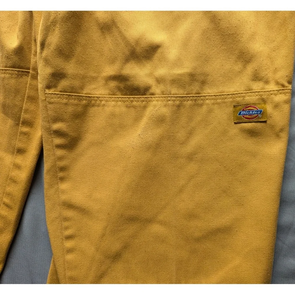 Dickies Work Pants Mens Mustard 38x34 Double Knee Loose Fit  Straight Leg